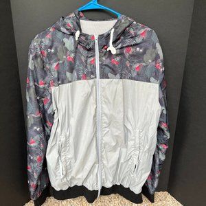 Floral Print Zip Up Windbreaker